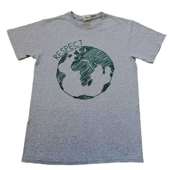 Y2k Delta Tag Respect The Earth Graphic T-shirt Gray Adult Unisex Size Small - Picture 1 of 5